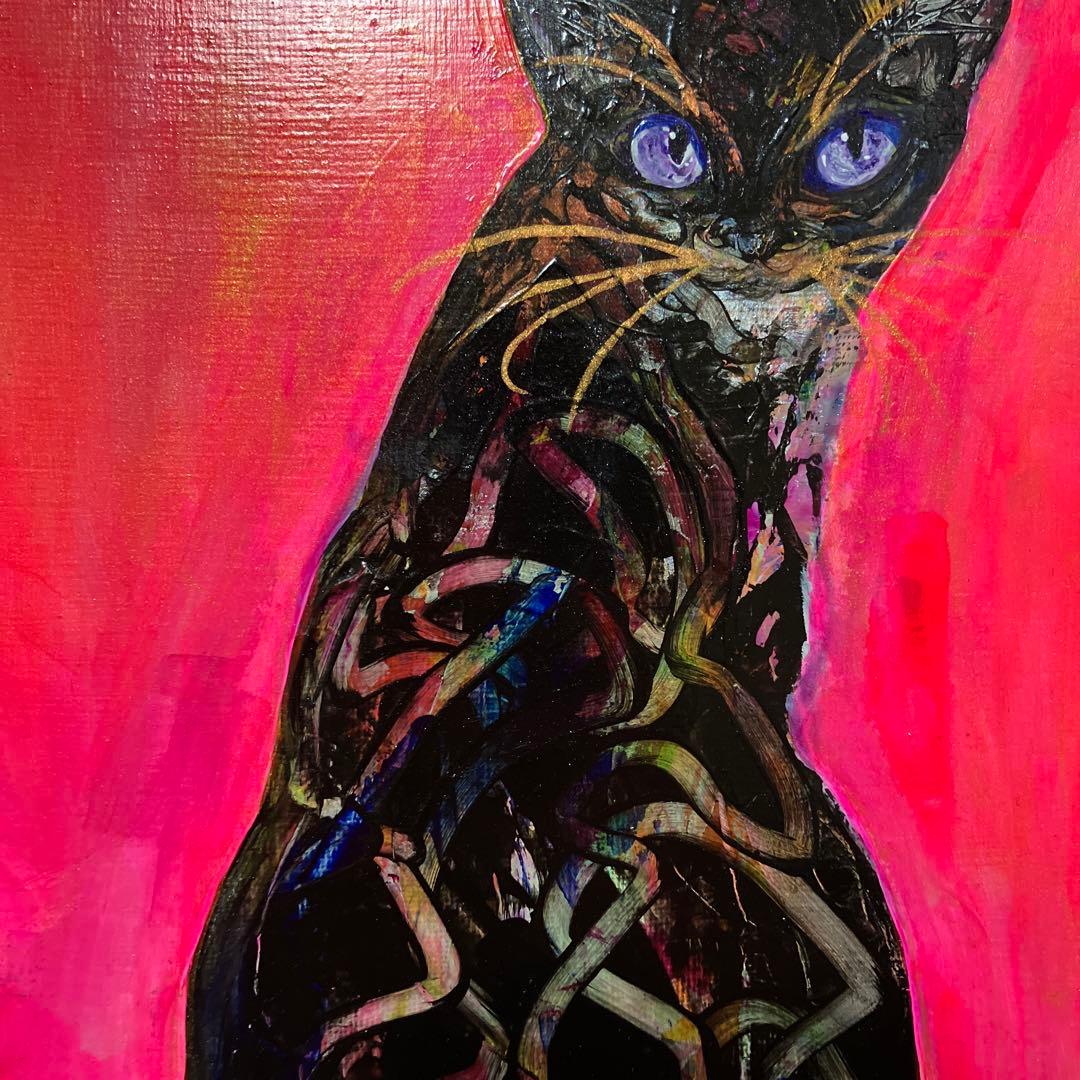 黒猫　絵画　イラスト　ドローイング