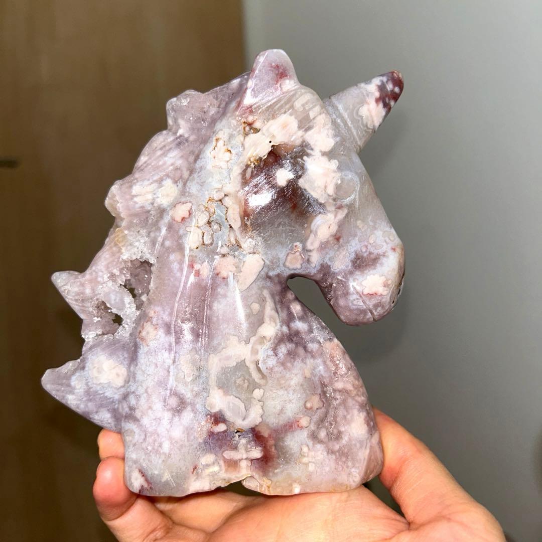 ピンクアメジスト 桜瑪瑙 パープル ユニコーン ジオード 結晶 天然石 613g