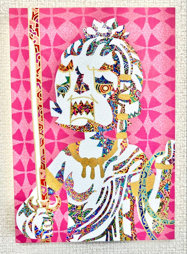 原画　不動明王　絵画　アクリル画　現代アート　細密画　手描き　一点物