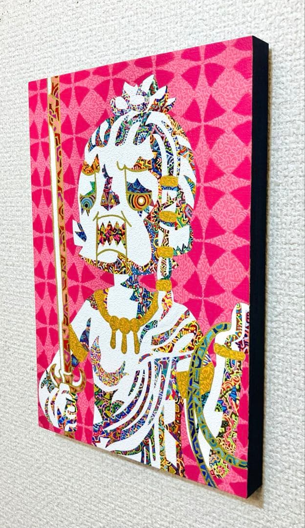 原画　不動明王　絵画　アクリル画　現代アート　細密画　手描き　一点物