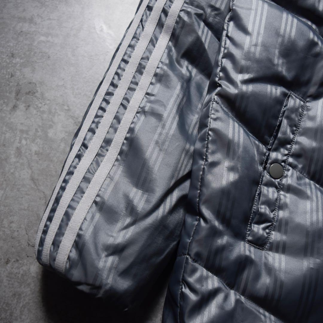 【美品】adidas ロングダウンベンチコート シルバーグレー ユニセックス S
