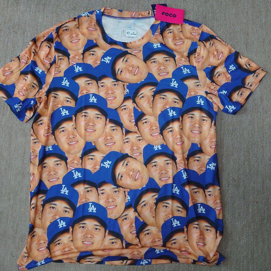 FOCO 大谷翔平 ドジャース Tシャツ Ｌ 青 新品 未使用 顔だらけ 2枚