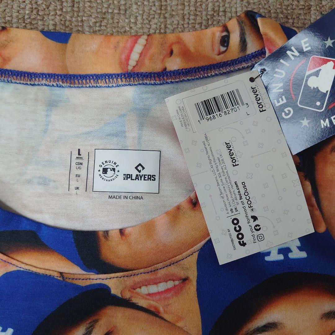 FOCO 大谷翔平 ドジャース Tシャツ Ｌ 青 新品 未使用 顔だらけ 2枚