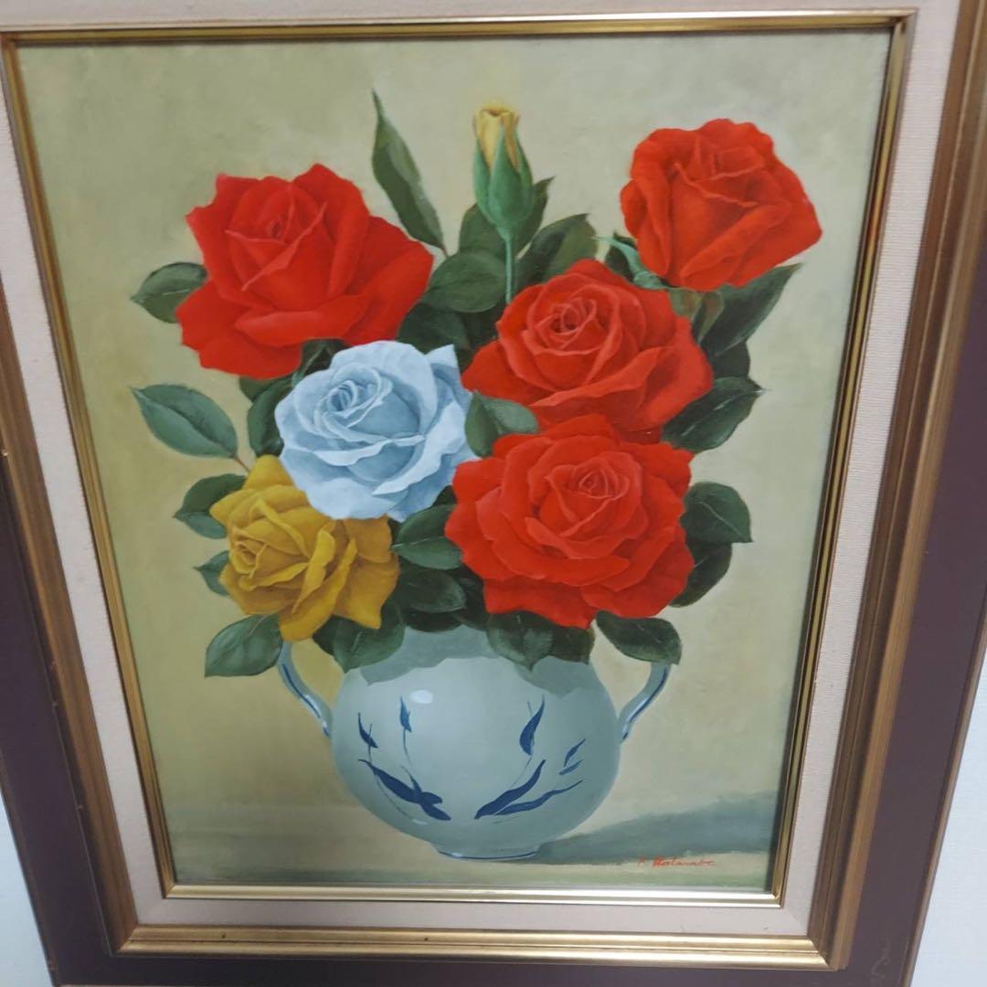 渡辺幸二　薔薇　原画　油絵
