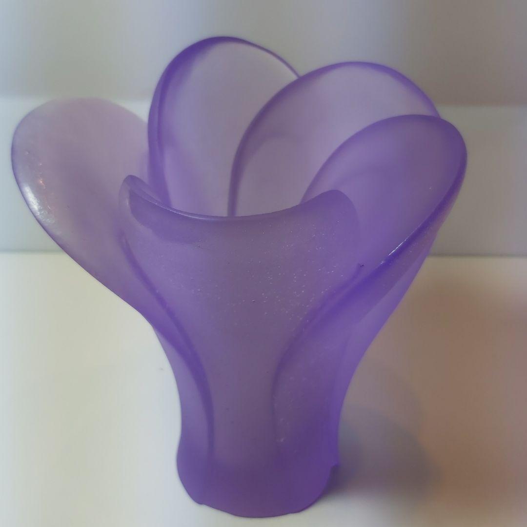 ドーム フランス クリスタル 花瓶 花器 新品 アネモネ パープル 希少 素敵