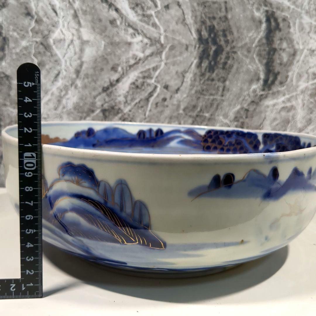古伊万里 山水 染付 大小鉢 丼 二重高台 骨董品