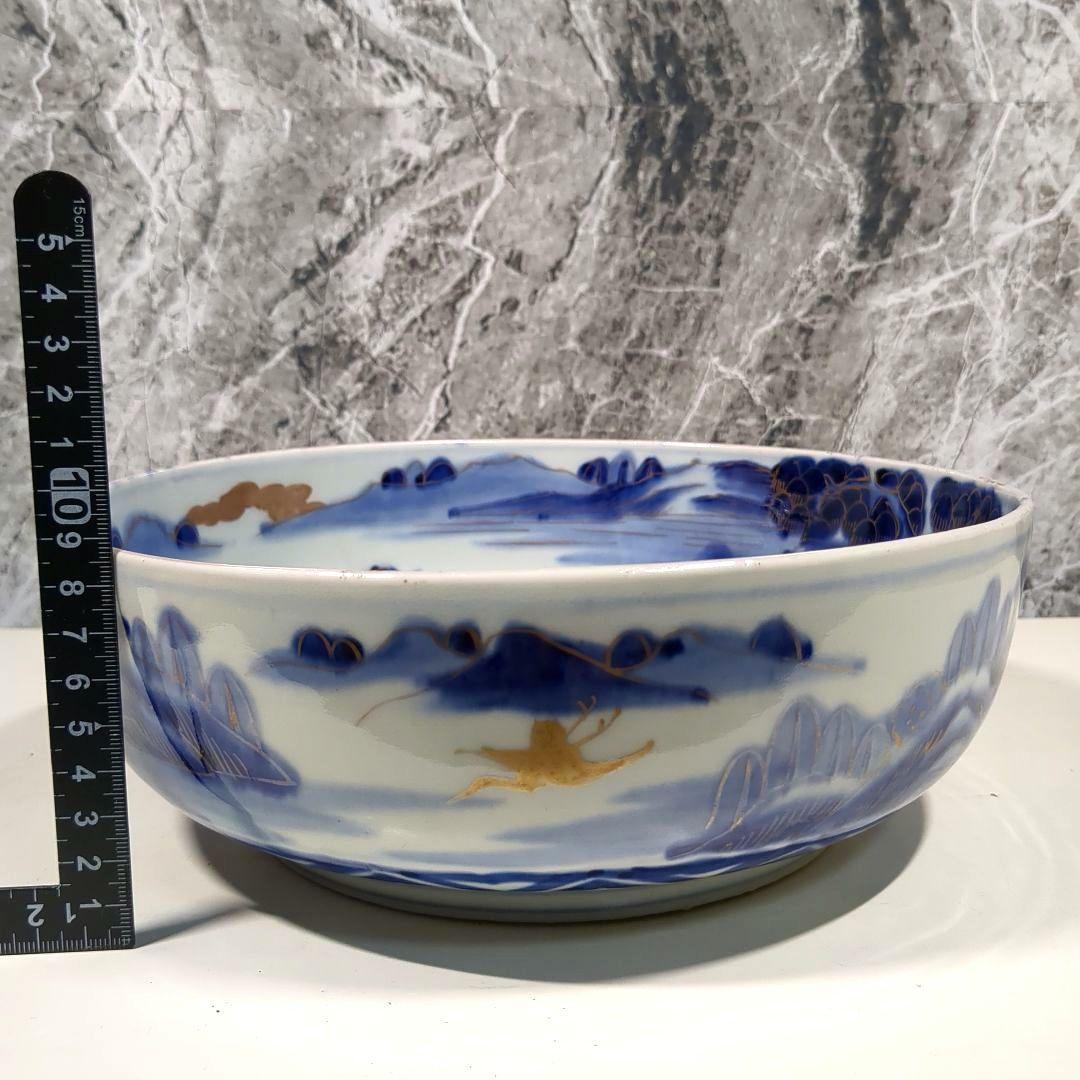 古伊万里 山水 染付 大小鉢 丼 二重高台 骨董品