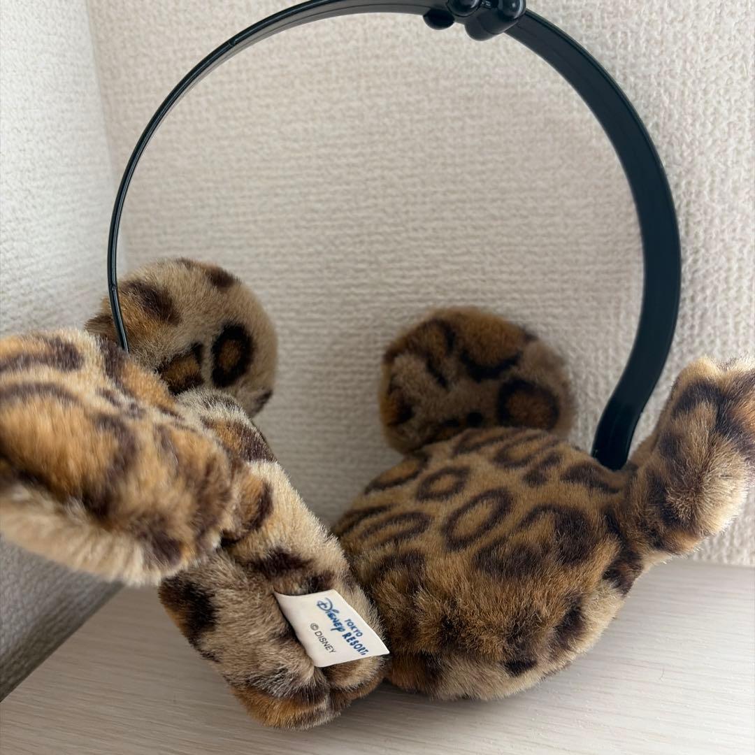 ミッキーマウス　ヒョウ柄　イヤーマフ　耳当て 茶色