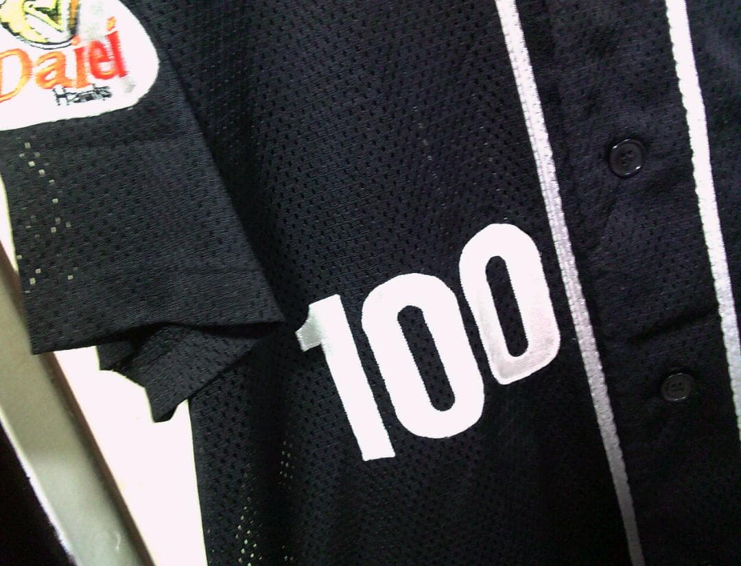 黒FDH福岡ダイエーホークス　ソフトバンク　ハリーホーク１００番ユニフォーム野球