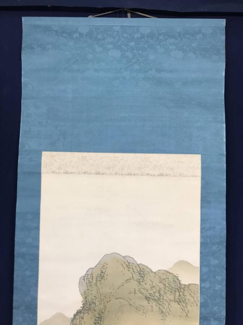 【真作】宮田司山/春景山水図/山水図/人物図/掛軸/名家伝来/AC-318