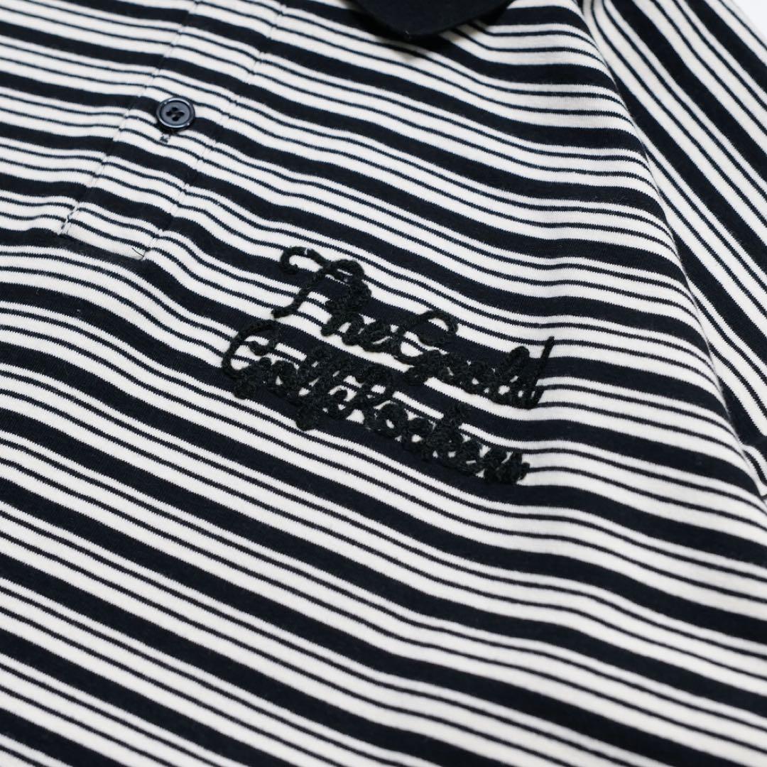 AIRY STRETCH BORDER L/S POLO BLACK サイズXL