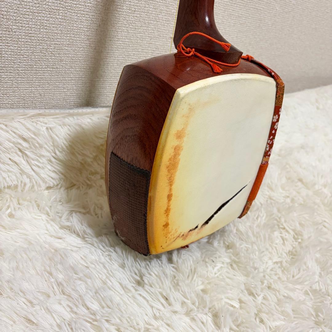 三味線　中棹　紫檀　丸打胴　和楽器　現状品　japan