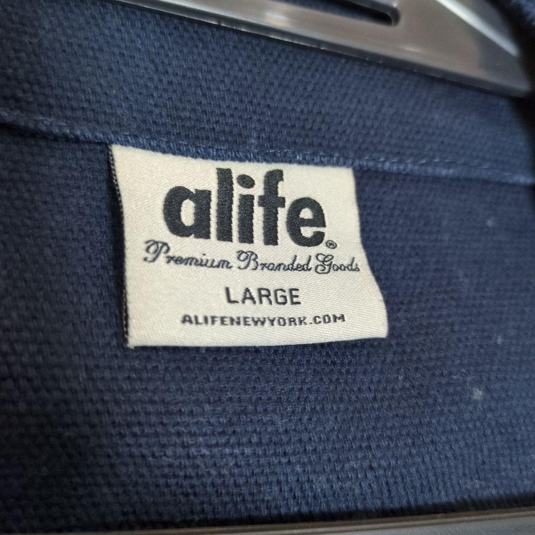 エーライフ　alife ネイビー ベースボールシャツ L