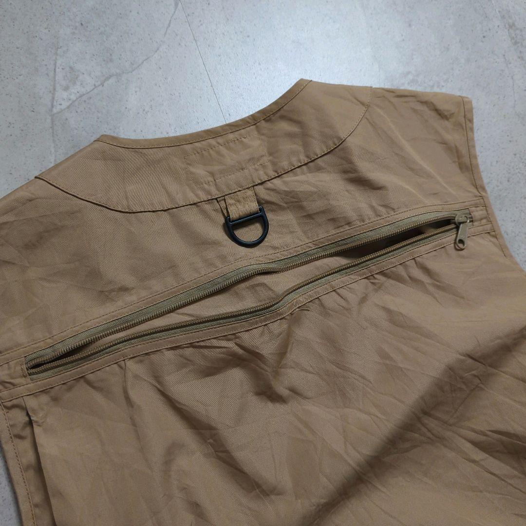 90sL.L.Beanフィッシングベストベージュ多ポケット短丈アウトドアテック系