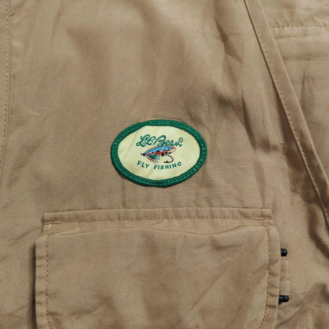 90sL.L.Beanフィッシングベストベージュ多ポケット短丈アウトドアテック系