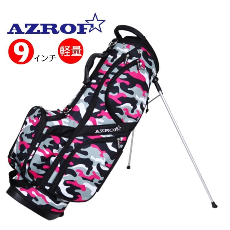 新品 AZROF アズロフ スタンド キャディバッグ ネオカモフラピンク