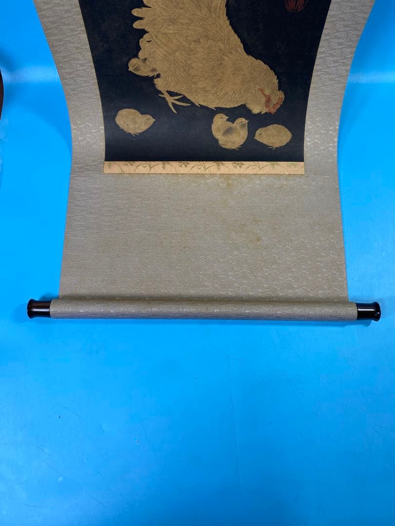 二玄社　印刷工芸　宋人子母鶏図　共箱　書　掛軸　中国画　中華民国故宮博物院 蔵