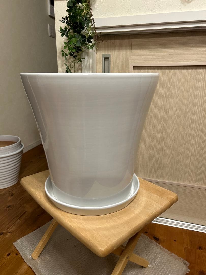 大大型【深鉢】観葉植物鉢　植木鉢　白鉢　陶器鉢　信楽
