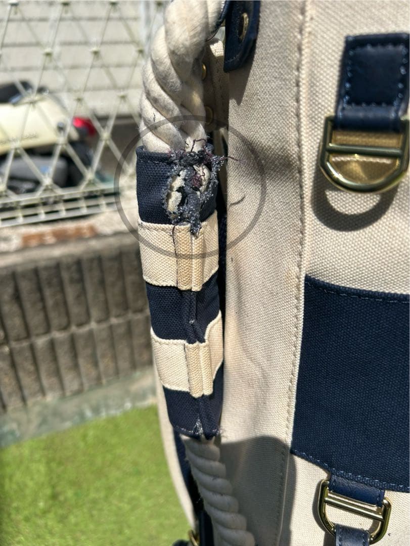 MUTA MARINE GOLF ボーダー柄 帆布製 ホワイト×ネイビー