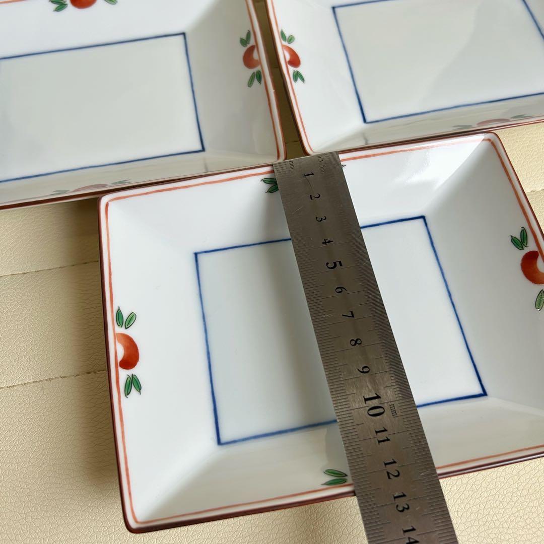 たち吉　赤絵　角皿　5枚セット　銘々皿　取り皿　小皿　和食器　長角皿　白磁　色絵