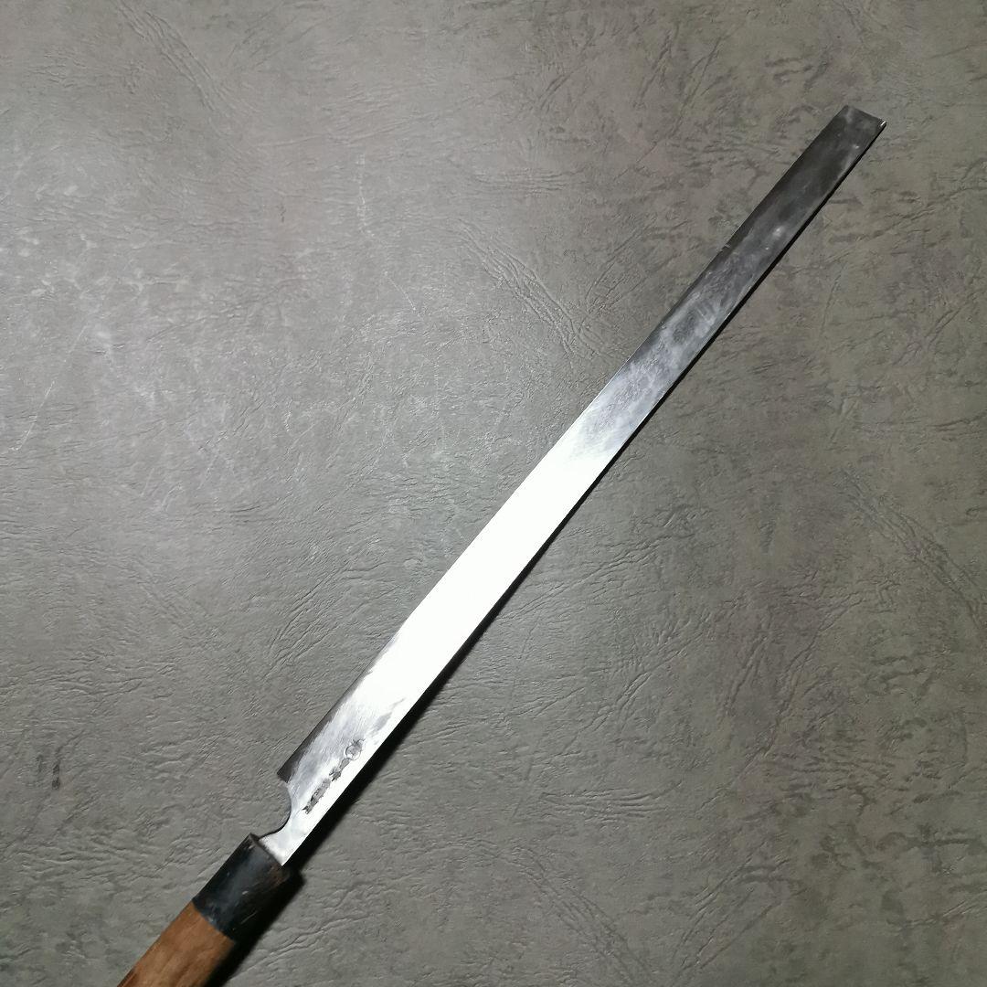 刀匠系　会津鍛冶　重房　蛸引き包丁　本焼き　黒水牛柄　鞘付き