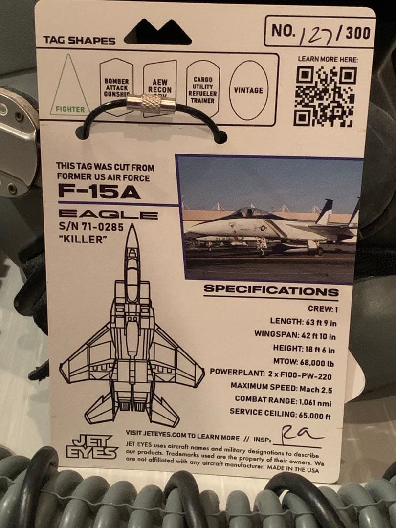 米空軍 戦闘機 F-15A イーグル パイロン タグ キーホルダー