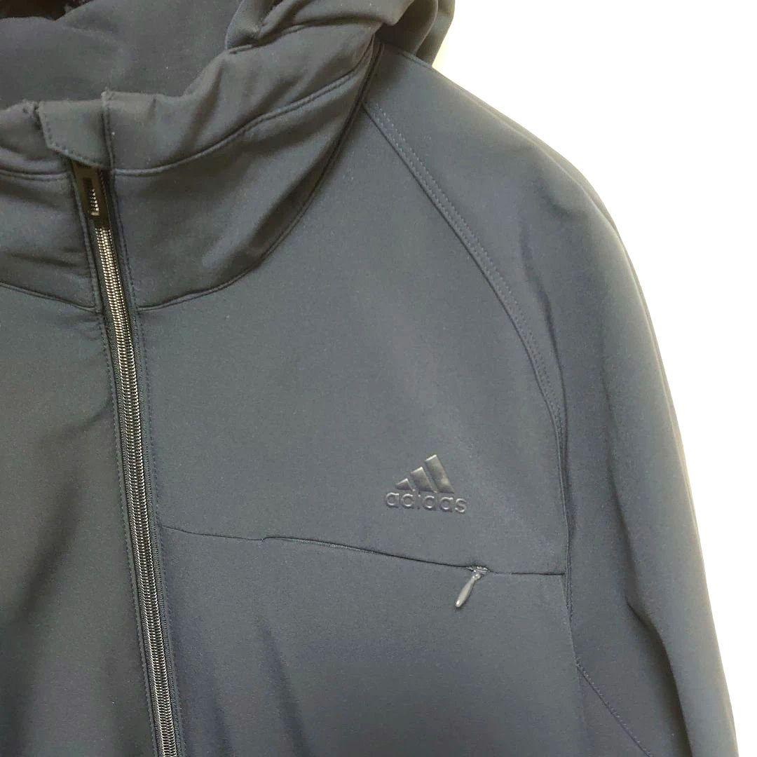 【美品】adidas 撥水　ネイビーフードジャケット　サイズXL
