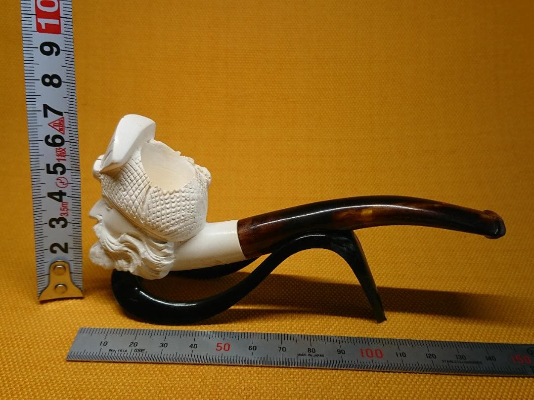 【美品】パイプ　海泡石　彫刻　置物　インテリア　工芸品　美術品　A1182