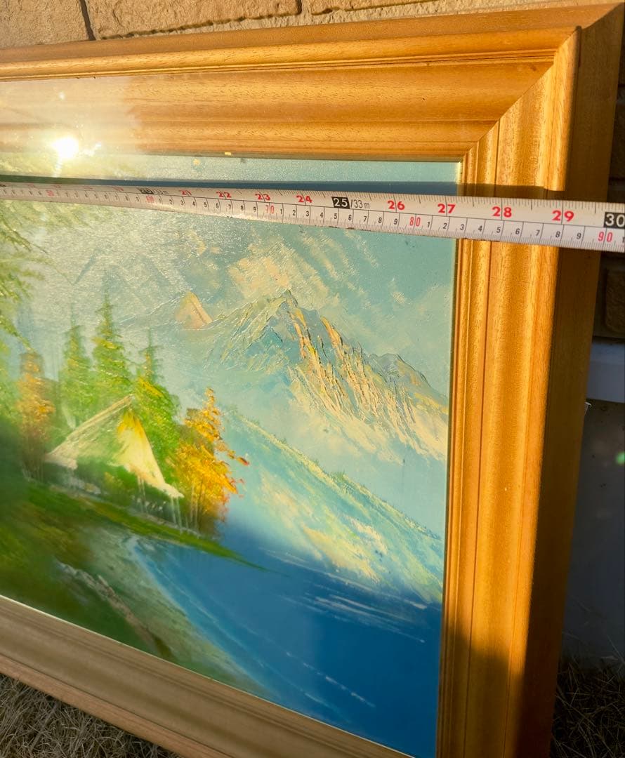 佐佐木四郎（作）《木曾初秋》風景画 油彩画 額約90cm x 64cm