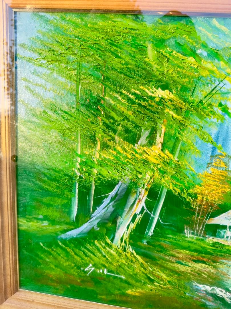 佐佐木四郎（作）《木曾初秋》風景画 油彩画 額約90cm x 64cm