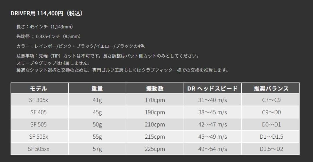 オートフレックス　レインボー　ドライバー用　 SF505XX