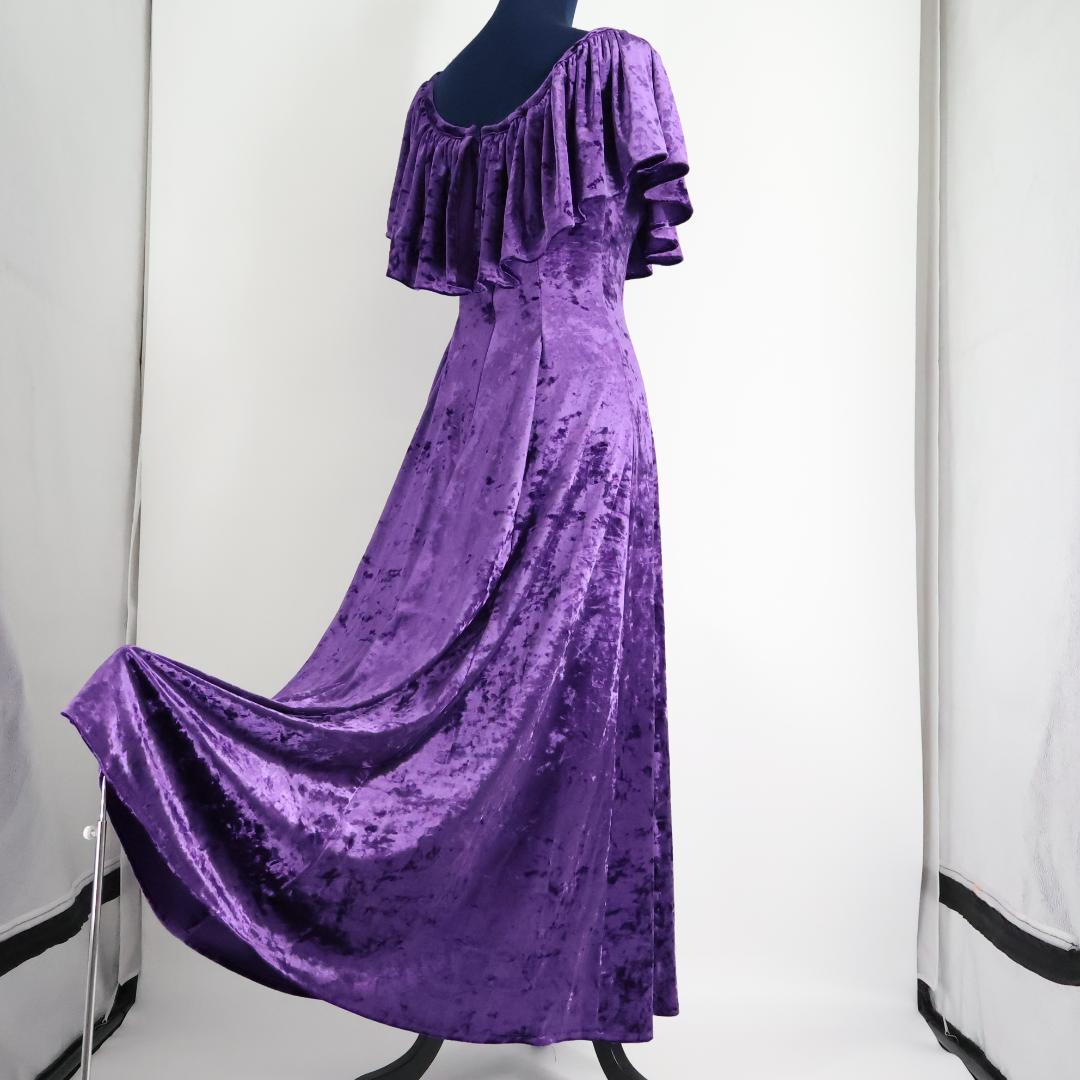 【美品 ハワイ製フラダンス用衣装】パープル ui no! ワンピースドレス ②