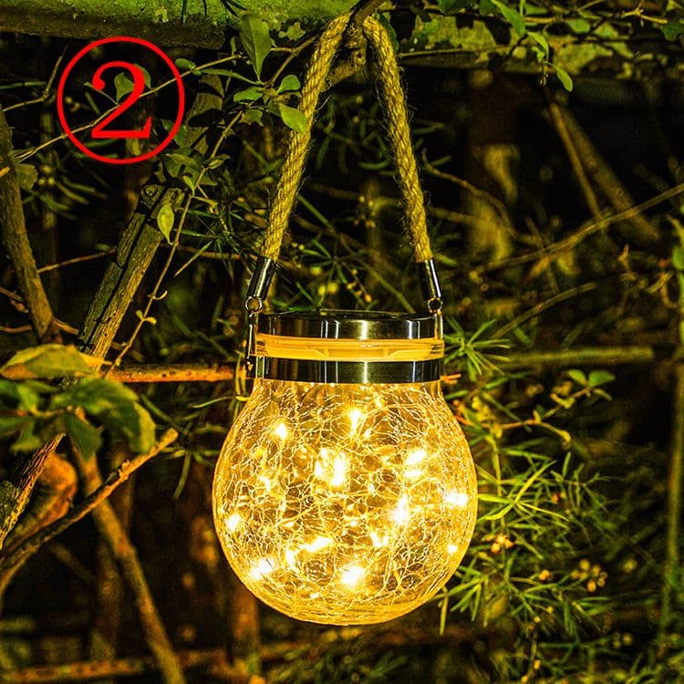 2個セット ソーラーランタン 自動消灯 LED