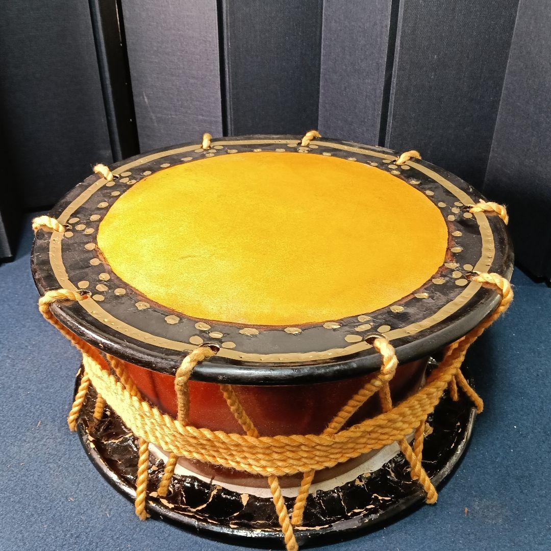 AP66 和太鼓 胴梨地 34cm 置台 バチ付 和楽器 締太鼓 祭 踊 能楽