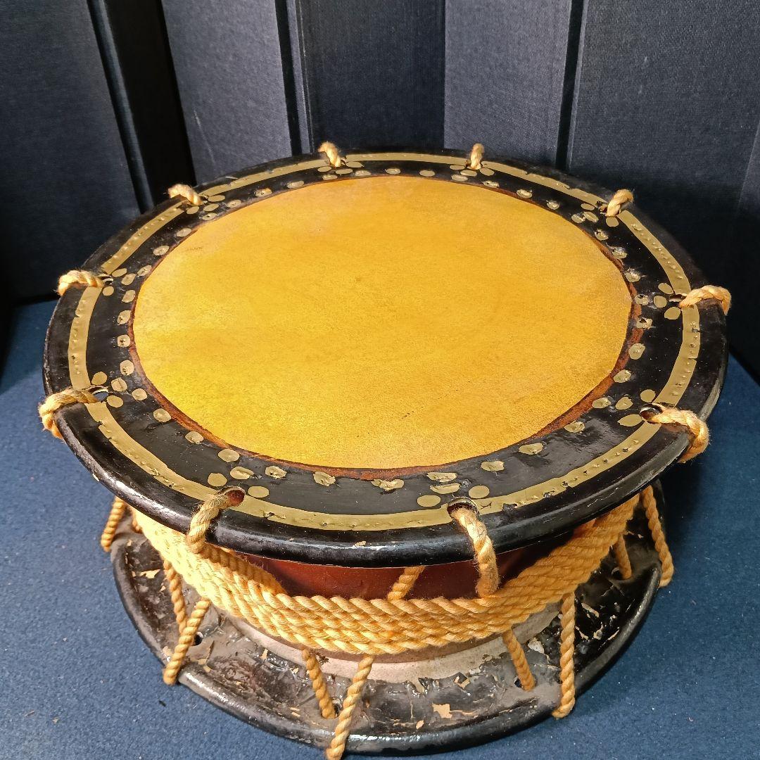 AP66 和太鼓 胴梨地 34cm 置台 バチ付 和楽器 締太鼓 祭 踊 能楽