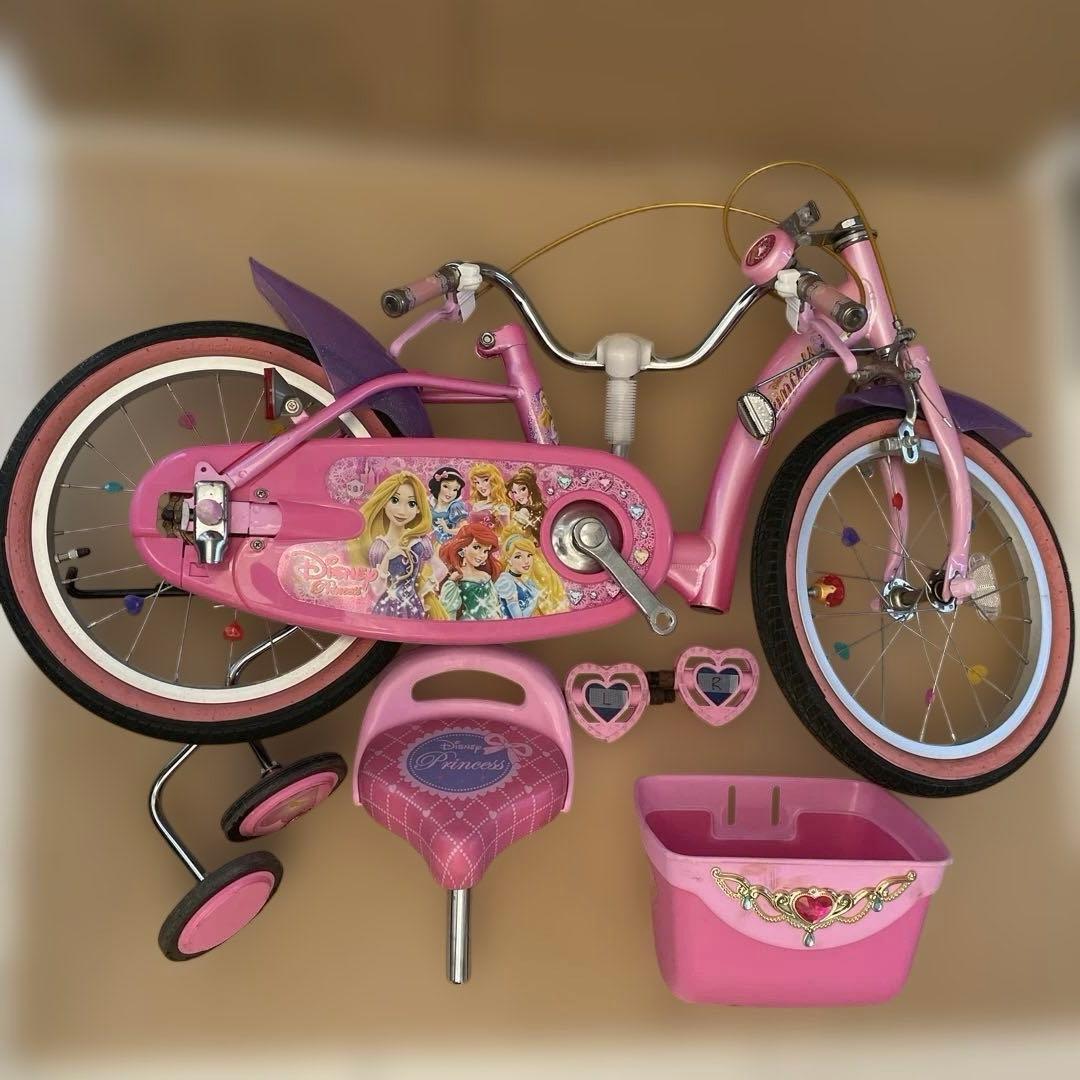 ディズニープリンセス　子供用自転車　16インチ　補助輪付　組立必須