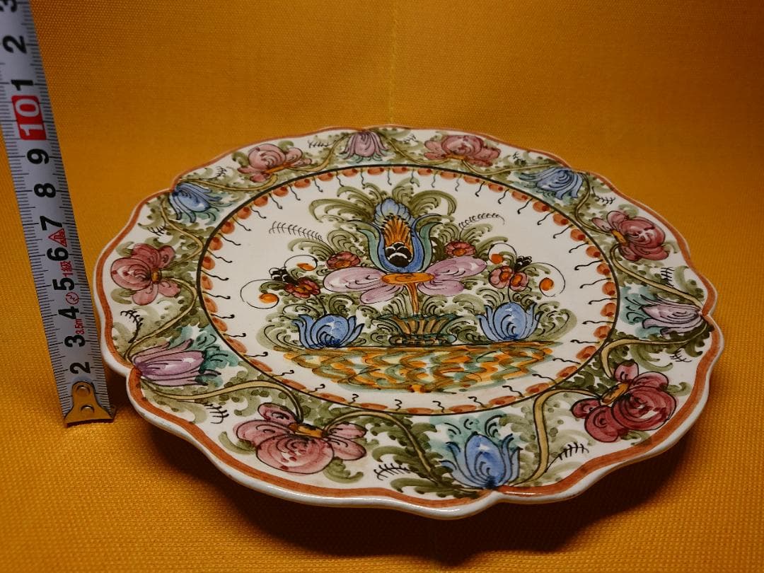 【美品】絵皿　陶器　手描き　ヨーロッパ　置物　インテリア　工芸品　A2862
