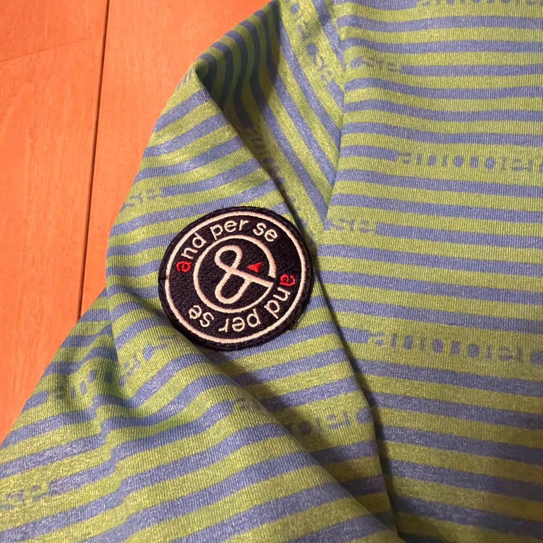 and per seレディース　フード付き長袖シャツ　グリーン×ブルー系ＬＬ