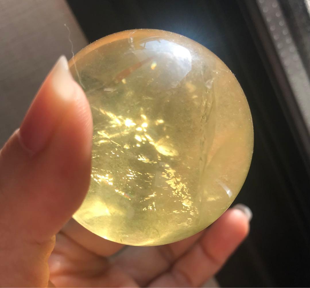 ☘️M②レア❤︎虹入り❤︎シトリンクォーツ丸玉　天然石　パワーストーン