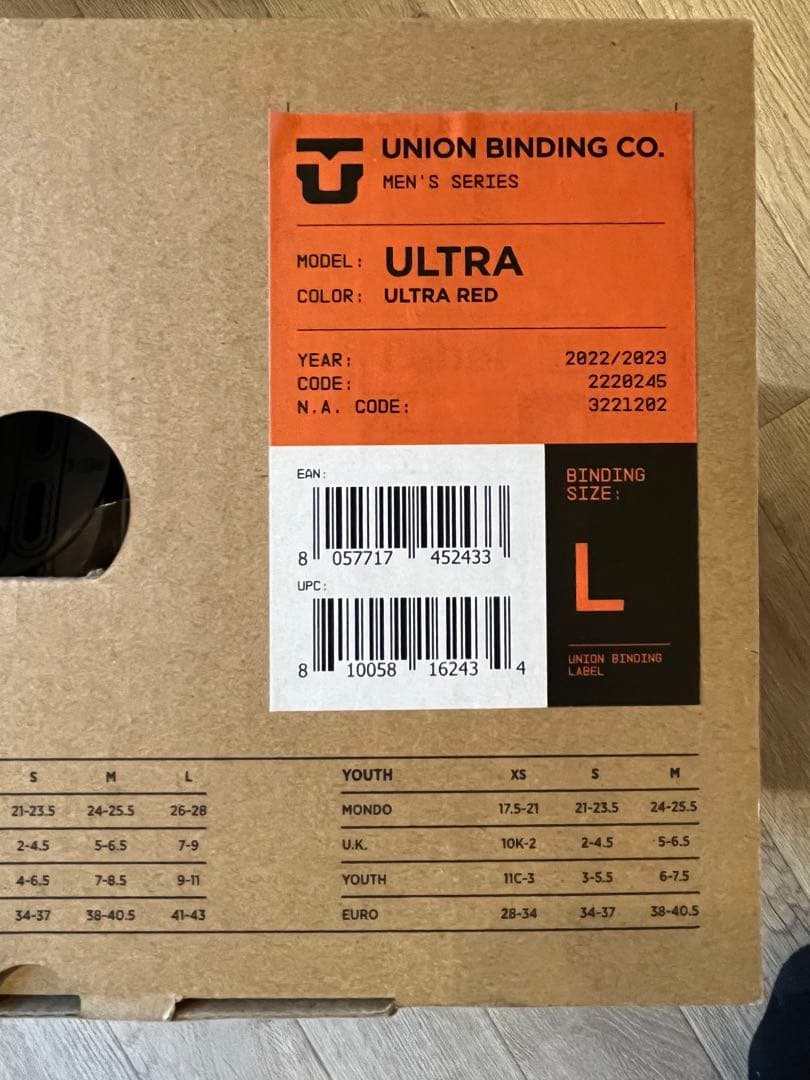 UNION ULTRA スノーボードビンディング レッド/オレンジ　Lサイズ