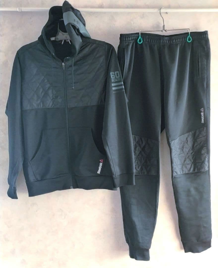 Reebok ハイブリッドスウェット 上下セット ブラック XO セットアップ
