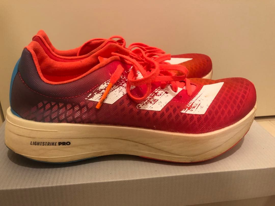 ADIDAS ADIZERO ランニングシューズ 赤/青　セット