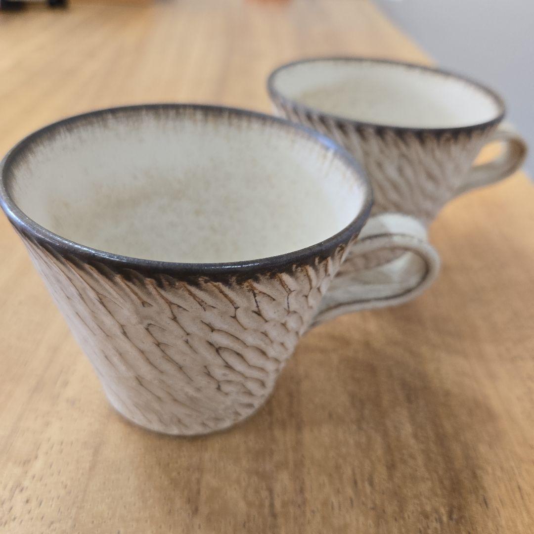 山本雅則　しのぎ　コーヒーカッブ　2個セット　信楽焼