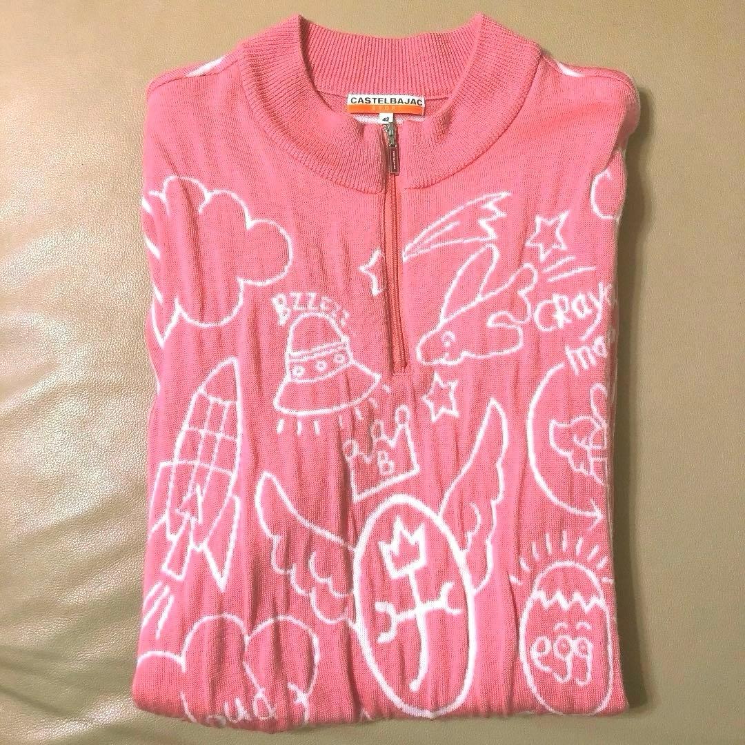 【美品】カステルバジャック ウール 半袖 チュニック ワンピース Lサイズ