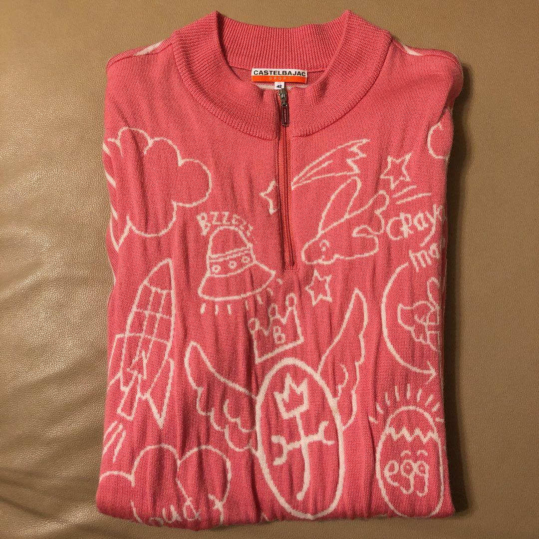 【美品】カステルバジャック ウール 半袖 チュニック ワンピース Lサイズ