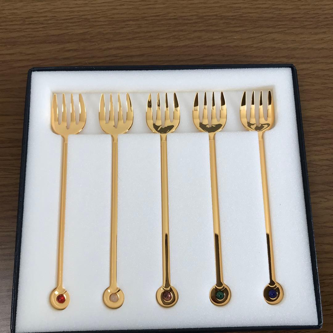 MIKIMOTO ミキモト 半貴石カトラリー スプーン フォーク 5本セット