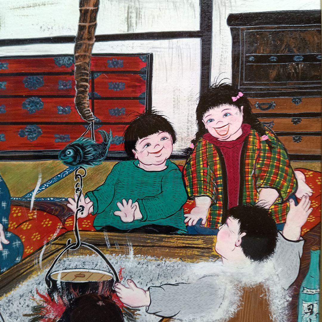 岡田祥子作　アクリル絵画　「だんらん」