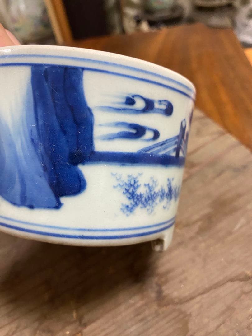 染付 明時代 人物 唐物 青花 香炉