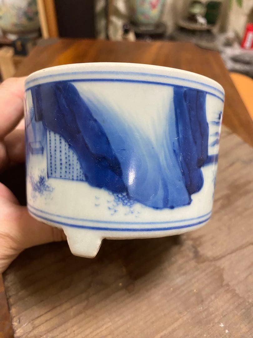 染付 明時代 人物 唐物 青花 香炉