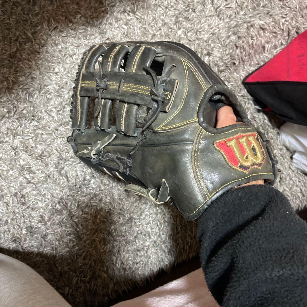 Wilson 硬式グローブ 黒左利き用外野グローブ